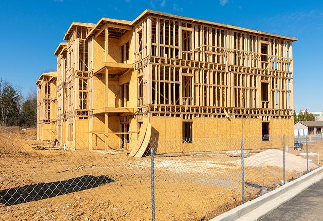 a snapshot of temporary chain link fences protecting a large construction project from unauthorized access in Pacoima CA